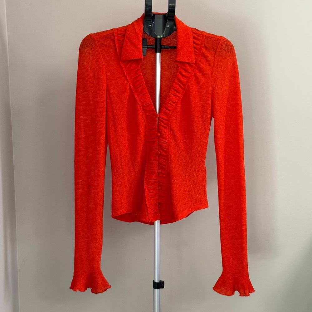 Anthropologie Vibrant Red Orange Knit Top